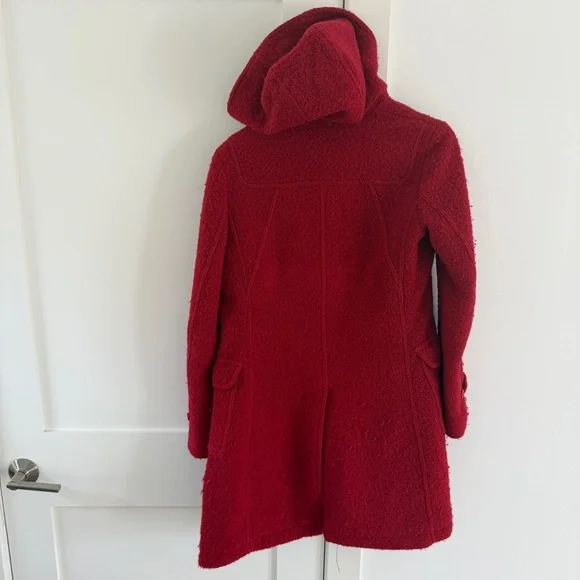 Express Women's Vibrant Red Pea Coat - Picture 2 of 4